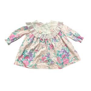 Vintage Sweet Treats‎ Baby Dress 18 Months Cottage Floral USA Lace Roses Cotton